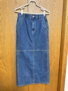 Madewell Denim Carpenter Maxi Skirt in Handlon Wash sz24